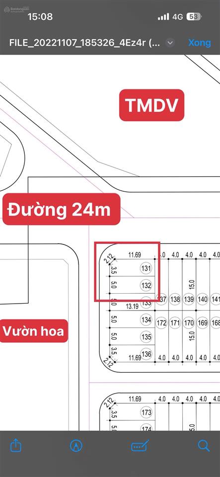 Cho thuê đất 135m2 lô góc 2 mặt đường 24m tđc a51 hồ sen  ngay aeon mall, bến xe vĩnh niệm