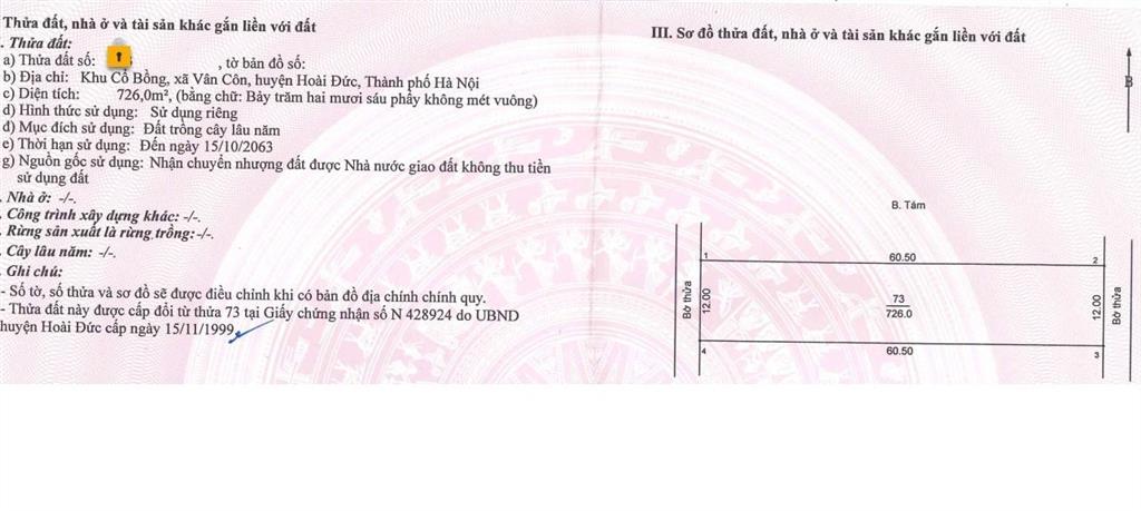 Bán đất tại đại lộ thăng long, 5,5 tỷ, 726 m2, giá tốt