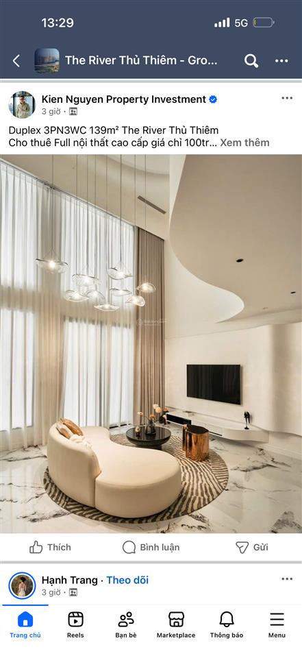 Cho thuê duplex the river thủ thiêm  nội thất cao cấp 115tr/tháng