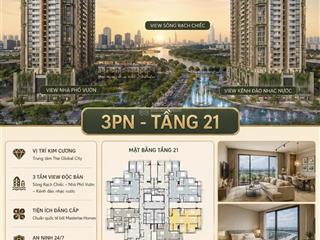 Bán cắt lỗ 200tr  masteri grand view  3pn 15tỷ2 tầng 21