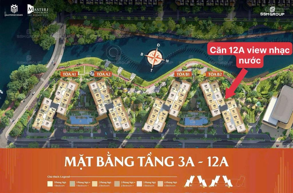 Bán cắt lỗ 300triệu chung cư mpp (ct5) 2pn view nhạc nước  masteri park place  the global city q2