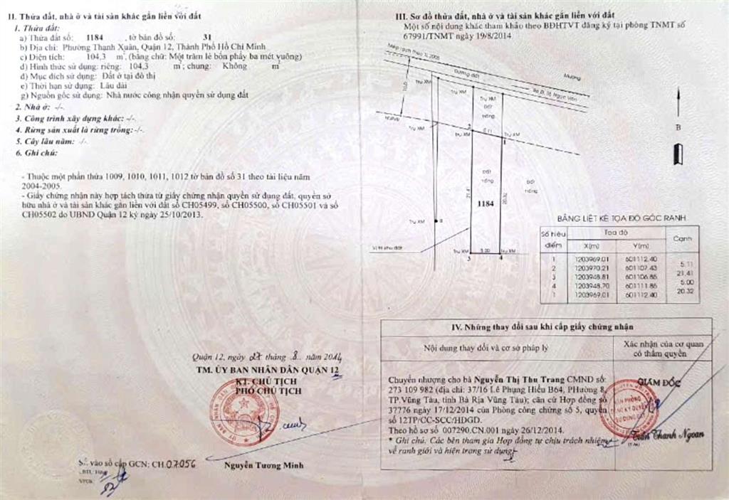 Chính chủ bán nhà cấp 4, 104m2, thạnh xuân 33, q12