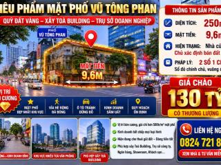 Bán đất vàng mặt phố vũ tông phan  250m2  mt 9,6m  vị trí kim cương  giá chỉ hơn 500tr/m2