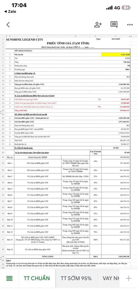 Bán cc sunshine legend city, 3 tỷ, 51,7m², 1pn, 1wc, chính chủ giá tốt