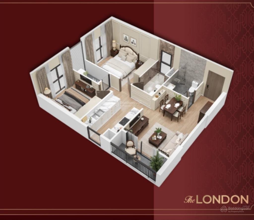 Hiếm! căn góc 2pn góc 64m2 giá 4,150 tỷ thoáng 2 mặt, tầng trung view thoáng  phân khu london