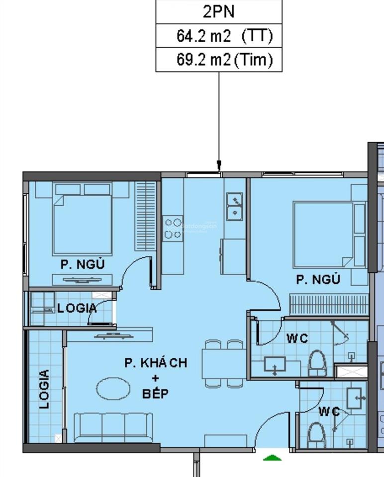Hiếm! căn góc 2pn góc 64m2 giá 4,150 tỷ thoáng 2 mặt, tầng trung view thoáng  phân khu london