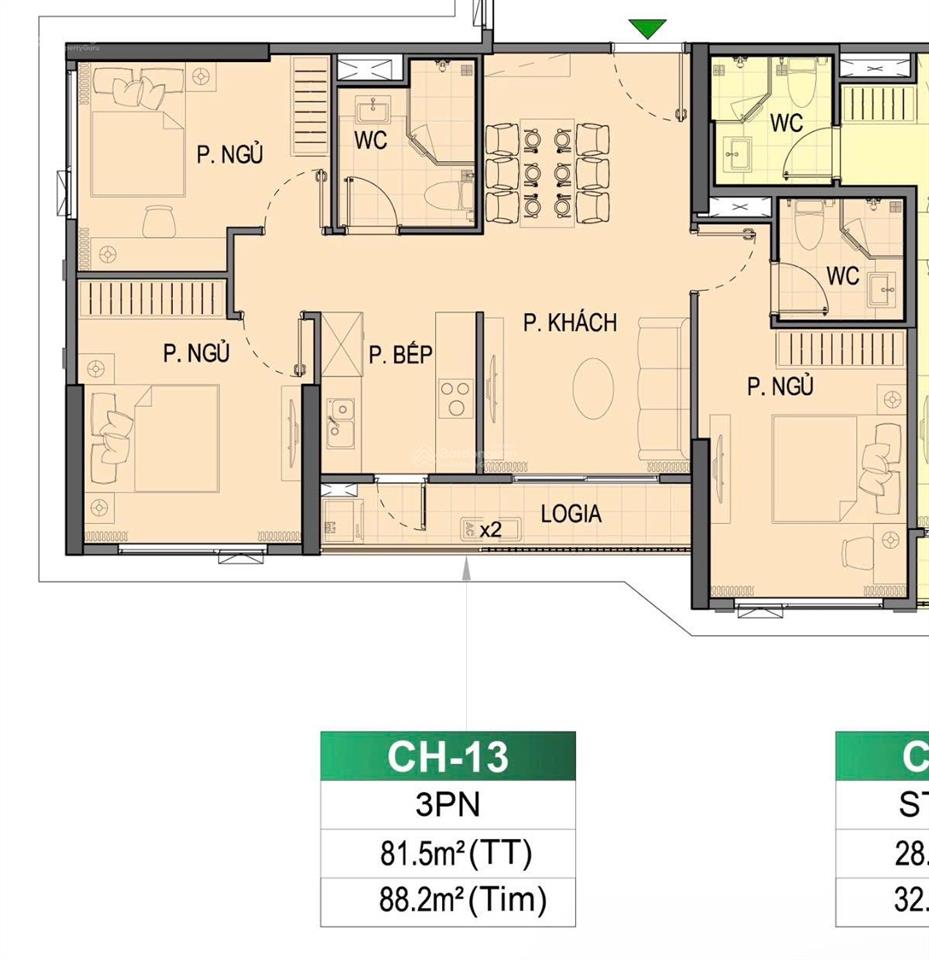 Giá tốt 3pn beverly 81,5m giá 5,2 tỷ | tầng trung view thoáng | tt 2 năm