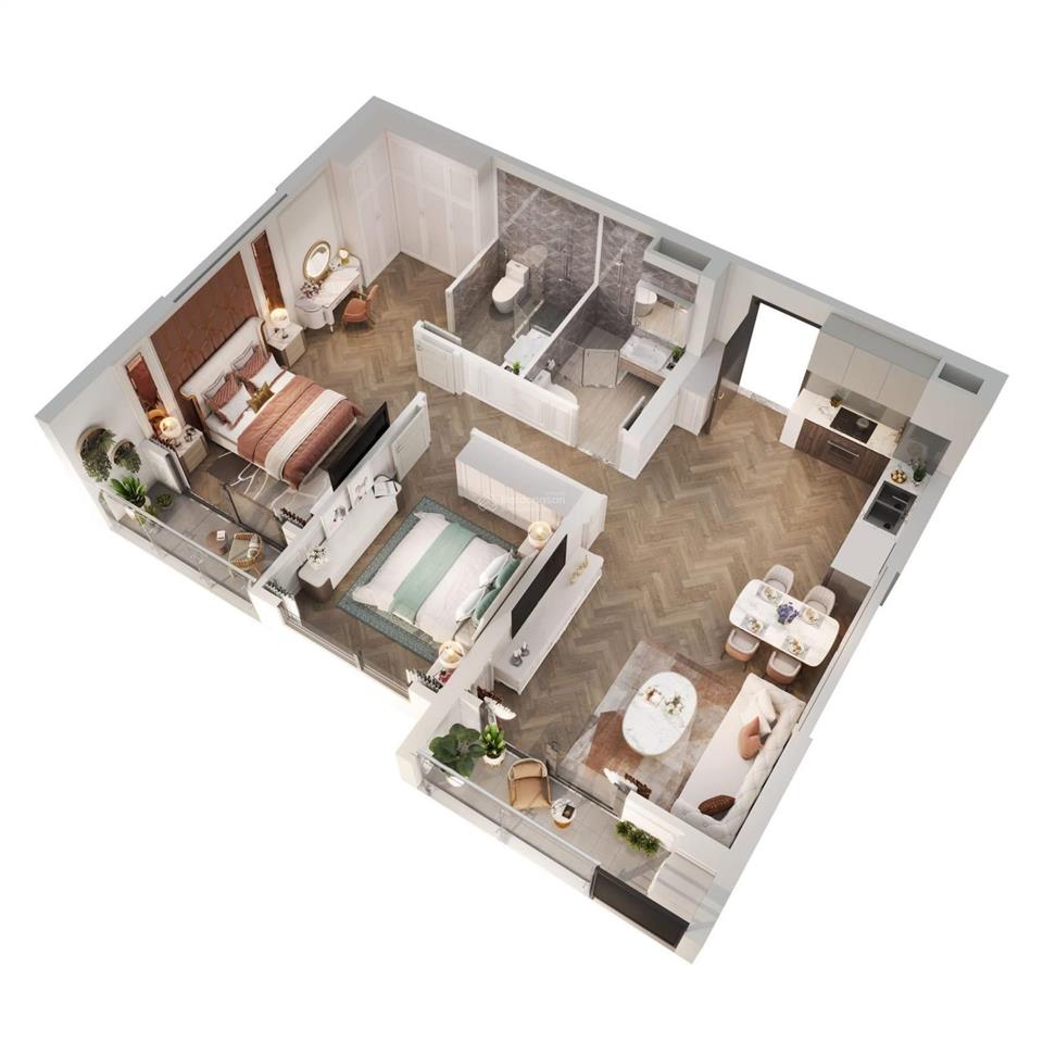 Căn 2pn diện tích lớn 74m², giá tốt chỉ 4,6 tỷ  view bể bơi phân khu cao cấp paris