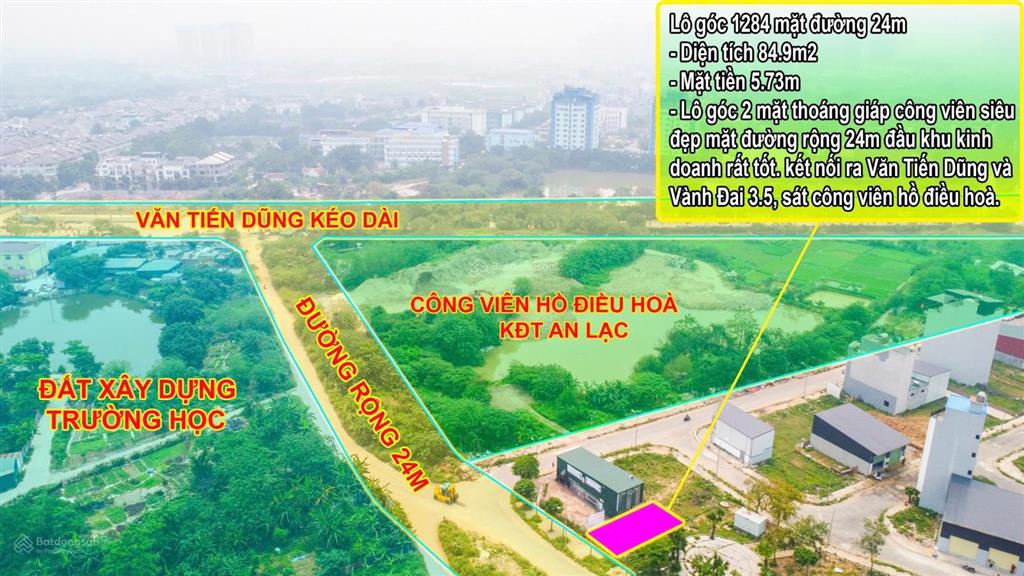 Bán lô góc 2 mặt thoáng ngay mặt đường 24m, 1 mặt giáp với công viên