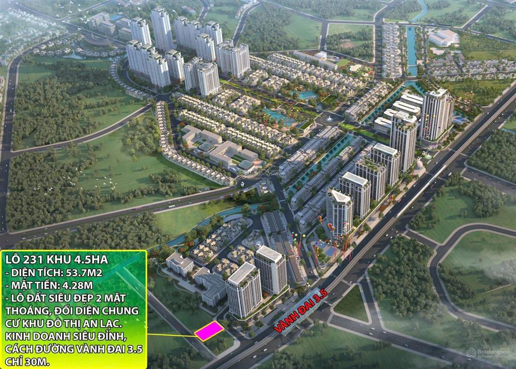 Bán lô đất 55m2 2 mặt thoáng, mặt tiền rộng 4.28m ngay gần đường vành đai