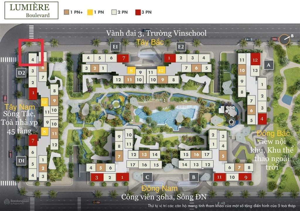 Căn góc 2pn, tháp d view sông dự án lumiere boulevard, giá chỉ 4,860 tỷ,  ngay 0904 936 ***