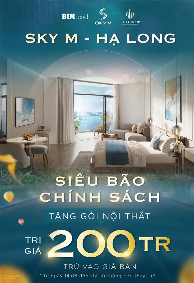 Skym hạ long chiết khấu khủng 200 triệu/căn  vay 24 tháng ls 0%  duy nhất tháng 5/2026