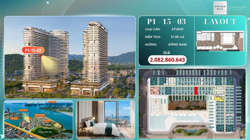 Nội bộ prima bay hạ long  view biển giá từ 1,5 tỷ/căn full giá  chiết khấu khủng 20%  có vay
