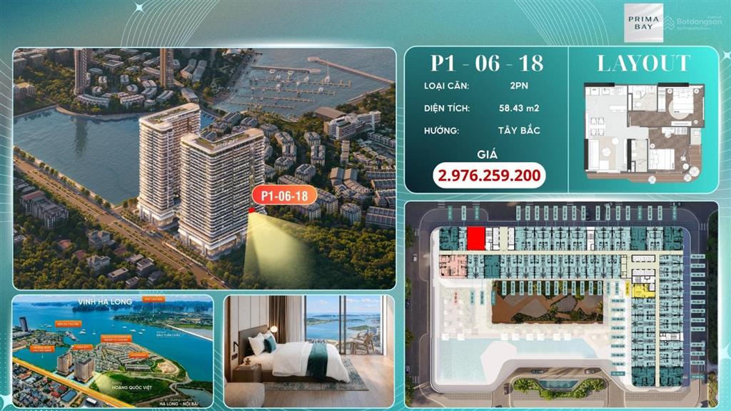 Nội bộ prima bay hạ long  view biển giá từ 1,5 tỷ/căn full giá  chiết khấu khủng 20%  có vay