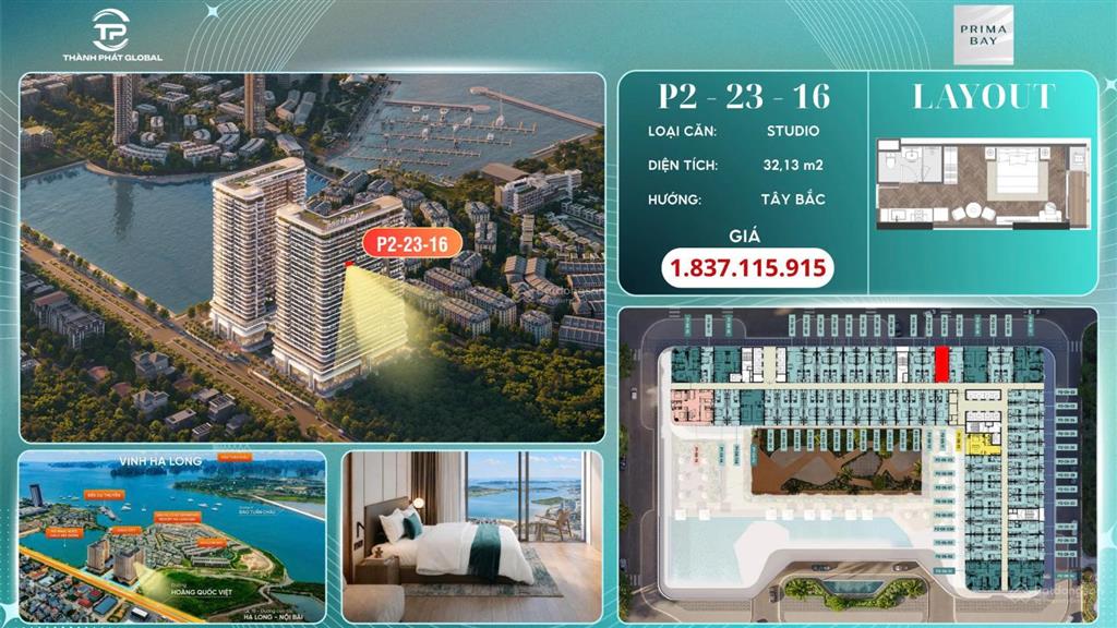 Nội bộ prima bay hạ long  view biển giá từ 1,5 tỷ/căn full giá  chiết khấu khủng 20%  có vay