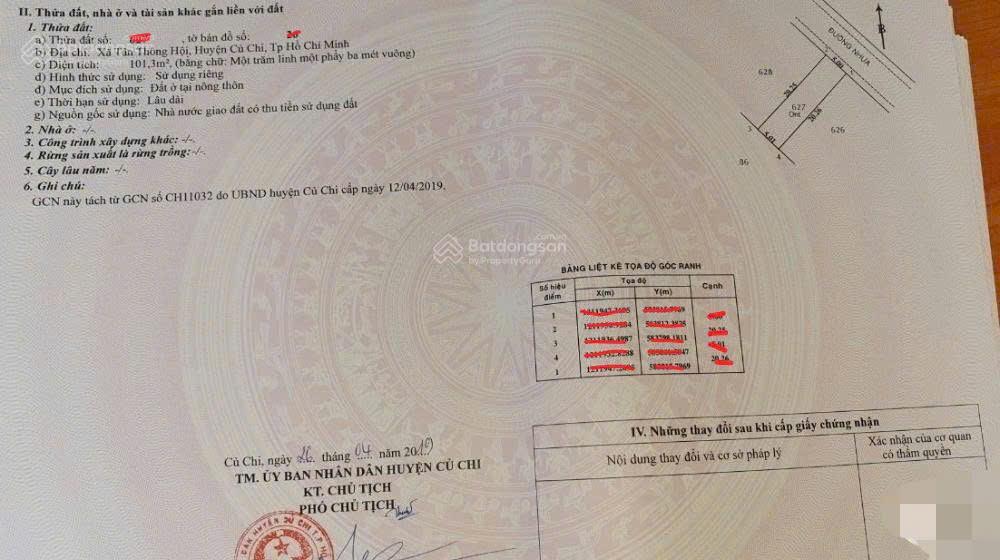 Chỉ với 850tr sở hữu 101m2 đất thổ cư ngay đ. nguyễn thị se, tân thông hội, củ chi. sổ hồng riêng