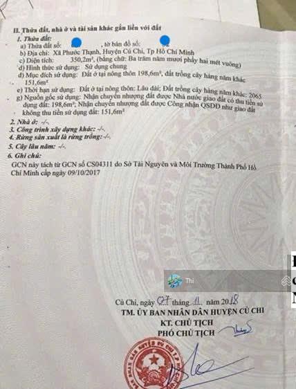 350m2 đất thổ cư 1,4 tỷ ngay chợ phước thạnh, củ chi, sổ hồng riêng, cách chợ phước thạnh 1km