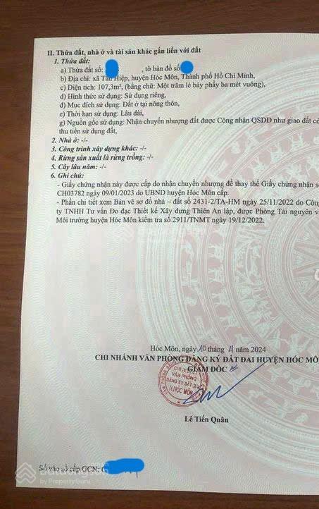 Chính chủ bán đất 107m2 ngay dương công khi, hóc môn, gần quốc lộ 22 sổ hồng riêng