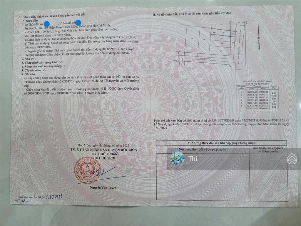 Bán nhà tại dương công khi, 109m2, mặt tiền 5m ngay gần nhà máy nước tân hiệp giá 1,7 tỷ