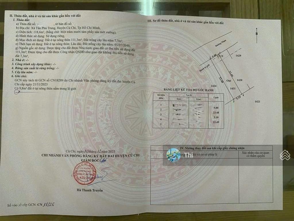 Nhà tân phú trung, củ chi, gần bệnh viện xuyên á, diện tích 118m2 sổ riêng giá 1,2 tỷ