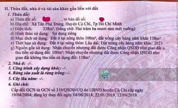 Bán đất đường tỉnh lộ 2, xã tân phú trung, củ chi, 1,2 tỷ, 240m2 sổ riêng, gần bệnh viện xuyên á