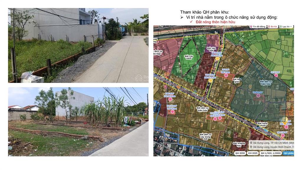 Bán đất sổ 2025 đoàn nguyễn tuấn ở hưng long 105.4m2  tin xác thực  hẻm ô tô thông 2 hướng 2 tỷ