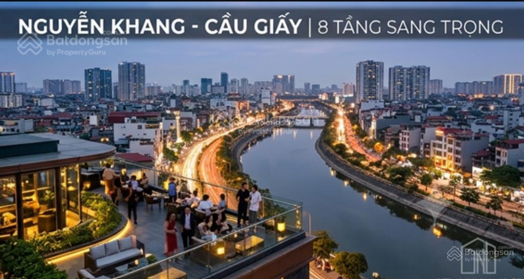 Mặt phố nguyễn khang  tòa nhà 8 tầng thang máy  thông sàn  vỉa hè  kinh doanh  sổ vuông