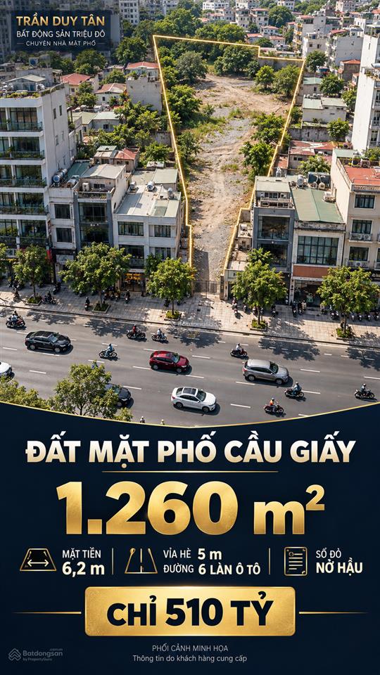 1.260 m đất mặt phố cầu giấy  giá chào 510 tỷ