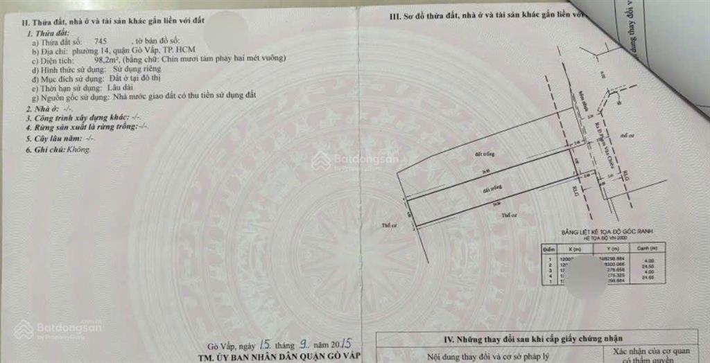 Bán lô đất hiếm xây mới hầm 5tầng chdv hay ở gần chợ thạch đà, p14, gò vấp. 4x25m, hxh 6m, giá7.9tỷ