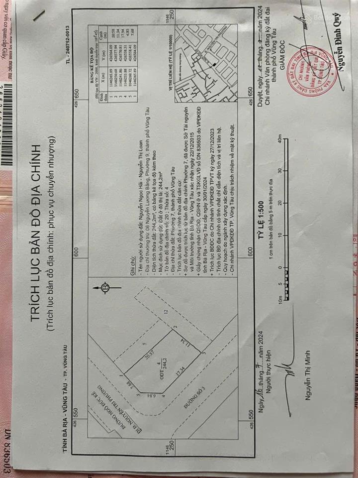 Bán nhà căn góc 2 mặt tiền ngô đức kế  s=244m2=11,5x20m trung tâm thương mại vũng tàu  30 tỷ