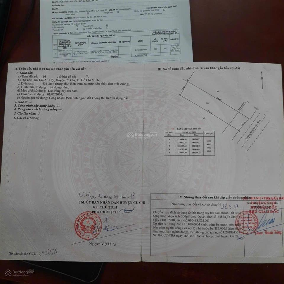 Bán đất tặng nhà vườn ngay trung tâm thị trấn củ chi, đường nguyễn văn khạ 10x43=436m2 shr 1tỷ050