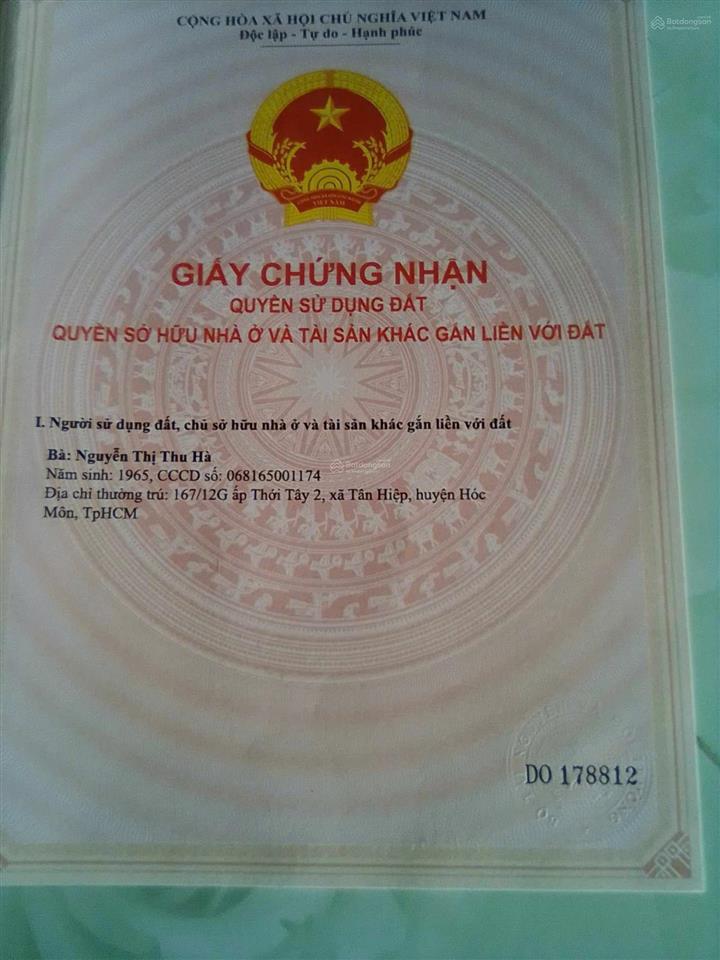 Chính chủ! cô hà bán nhà tân hiệp hm 5x15=75m2 xây kiên cố giá 1 tỷ 450 sổ riêng đường lê thị lơ.