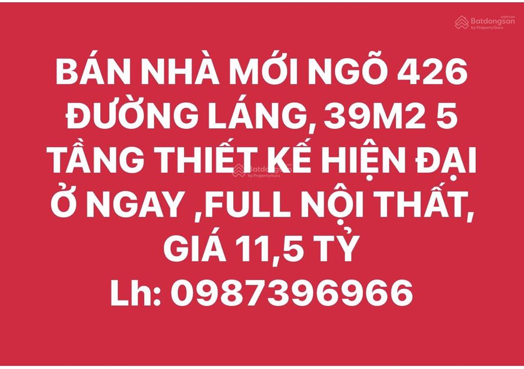 Bán nhà mới đường láng, 39m 5 tầng thiết kế hiện đại ở ngay, full nội thất, giá 11,5 tỷ