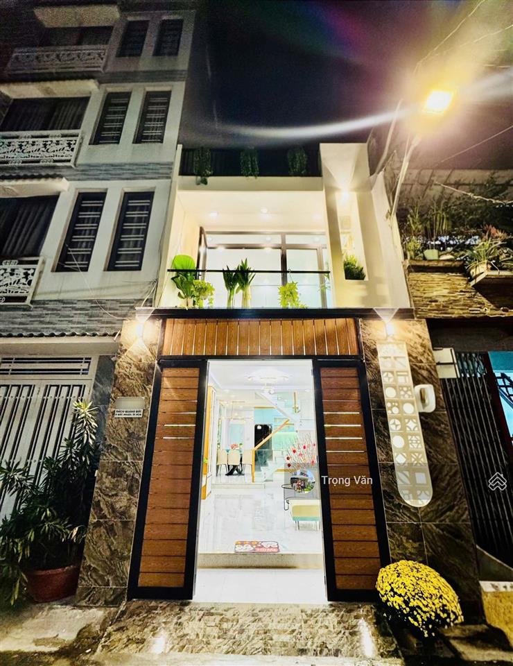 Nhà mới 2 mặt hẻm trước sau  sổ 54,5m²  hẻm xe hơi chạy thông. chỉ 9,8 tỷ