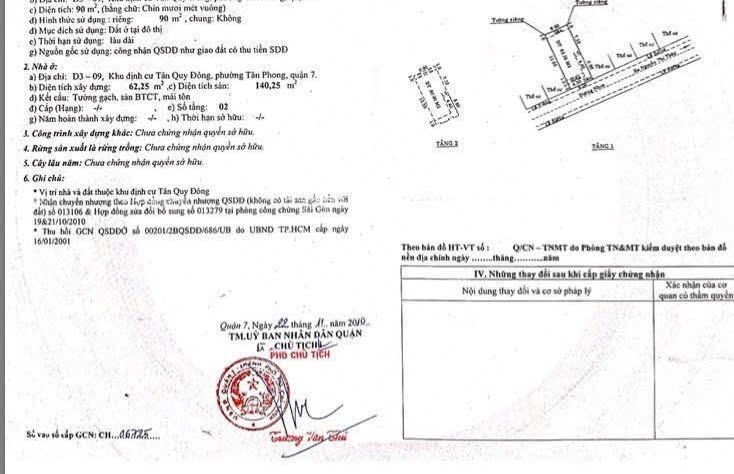 Bán gấp nhà 6x15m, 1 lầu giá 12.6 tỷ, mt đường số kdc tân quy đông phường tân phong kế lotte q.7