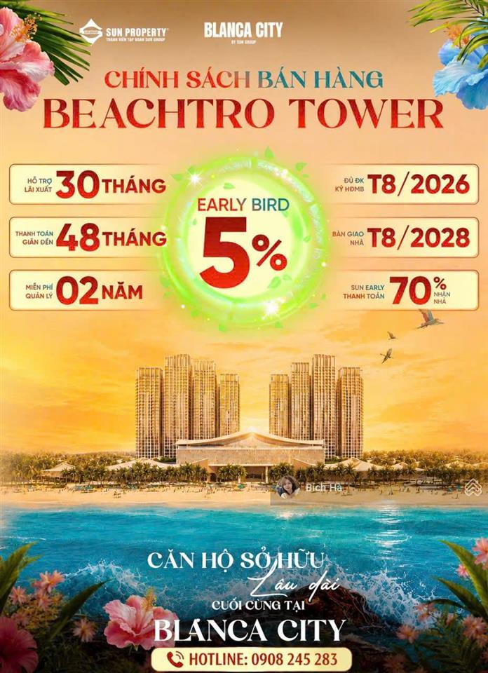 Cơ hội sở hữu căn 2pn tòa beachtro tower chỉ từ 2,9 tỷ tại blanca city  ưu đãi booking sớm 5%