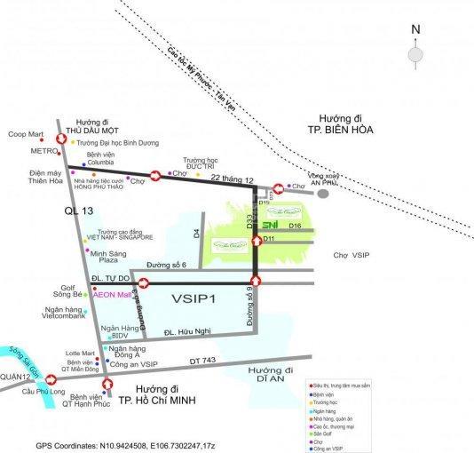 Bán căn góc villa đẹp hai mặt tiền đường trục chính tại the oasis kdc việt sing, thuận an