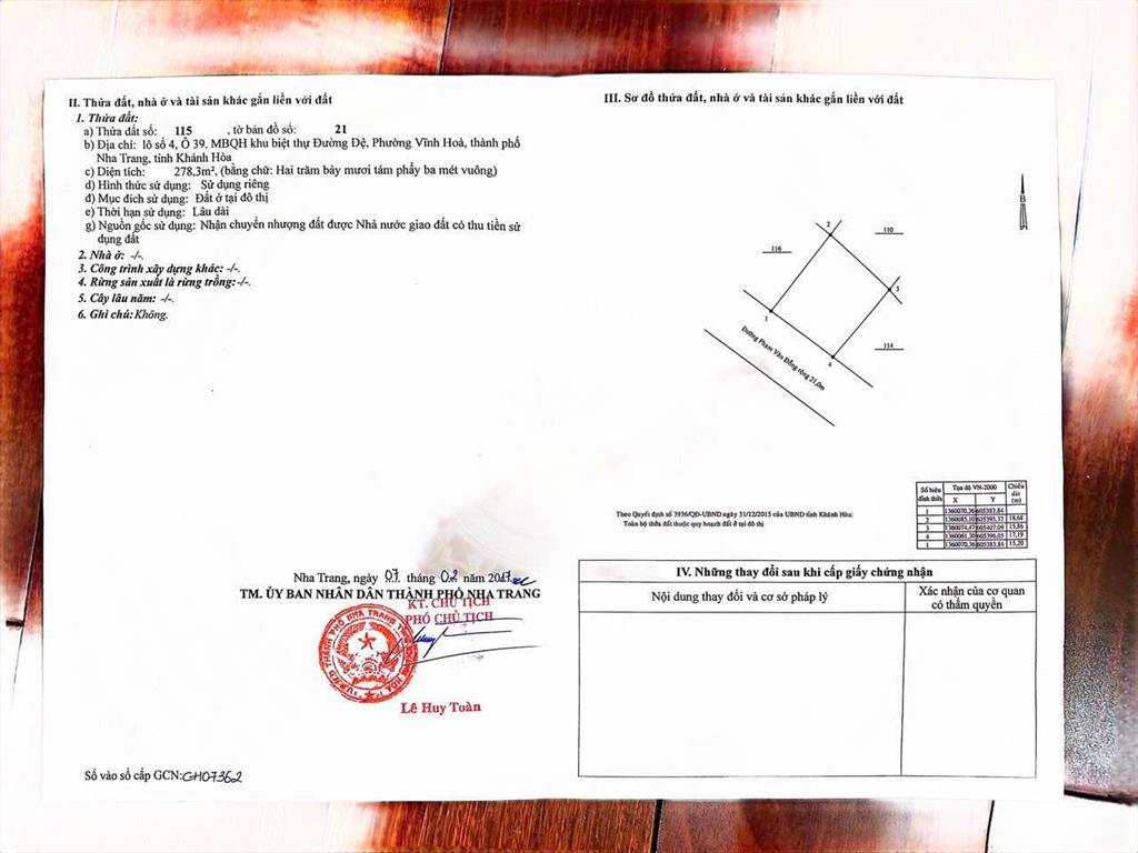 Bán miếng đất đẹp, pháp lý sổ hồng, ngay mặt tiền đường phạm văn đồng, nha trang.  0909 901 ***