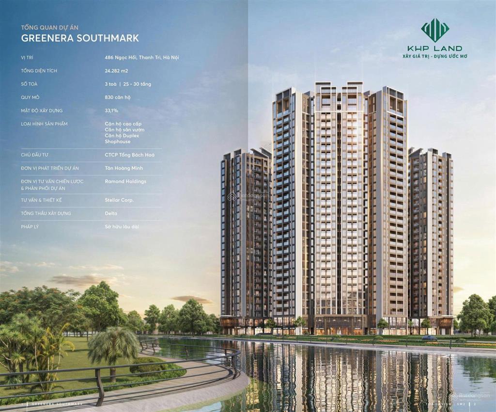 Căn hộ 2pn sang trọng & sống riêng tư chuẩn resort tại greenera southmark thanh trì