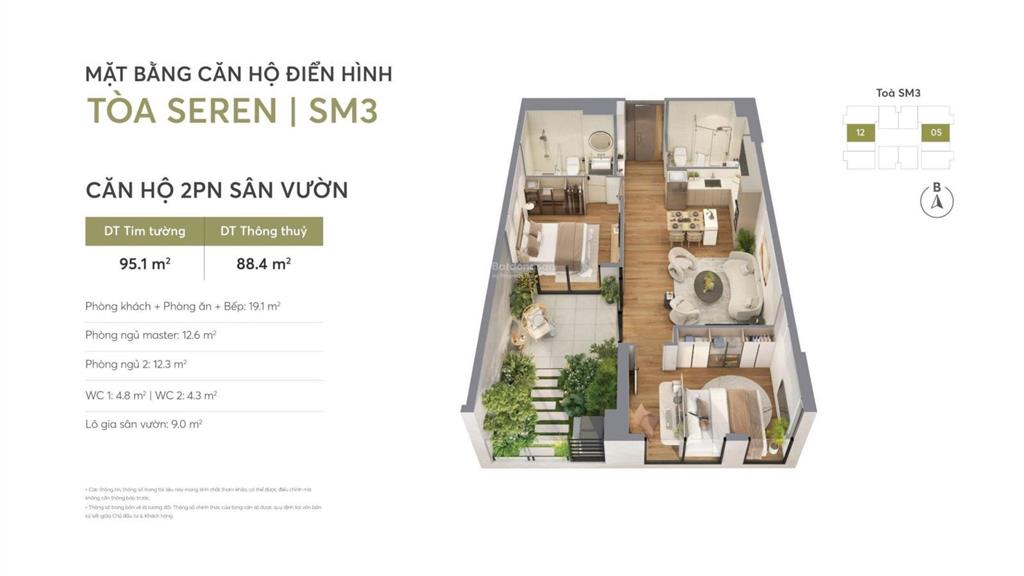 Siêu phẩm 2pn2wc biệt thự sân vườn trên không chỉ có tại greenera southmark thanh trì