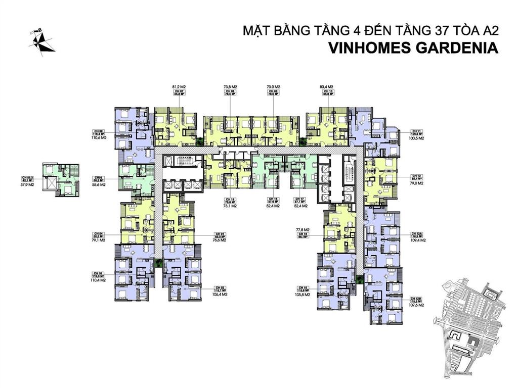 Bán chung cư cao cấp tòa a2 vinhomes gardenia  hàm nghi, nam từ liêm. 79m2  2pn. 8,87 tỷ