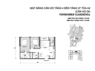 Bán chung cư cao cấp tòa a2 vinhomes gardenia  hàm nghi, nam từ liêm. 79m2  2pn. 8,87 tỷ