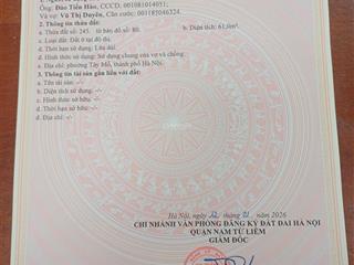 Chính chủ bán đất tây mỗ, 61m2, mt 4,2m, 15m ra sân nhà văn hóa, 30m ra vườn nhật giá tốt chỉ 9,5tỷ