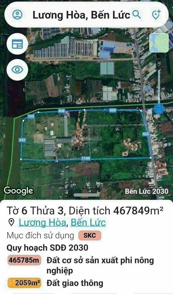 Quỹ đất ptda 48ha (skc) mt đường 824, lương hòa, bến lức, long an