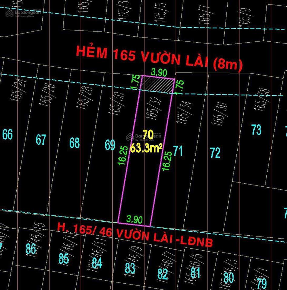 Ngôp bank 4ty3 bán gấp  165/32 vườn lài  70m2 nhà 1t1l  giá chốt 6ty8