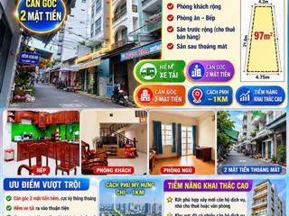 Bán nhà căn góc 2 mặt tiền  dt 97m² nở hậu đẹp  huỳnh tấn phát quận 7  giá nhỉnh 15t