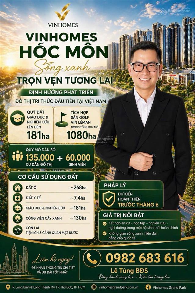 Mở bán dự án vinhomes hóc môn  đô thị tri thức đầu tiên tại tp.hcm  giá giai đoạn 1