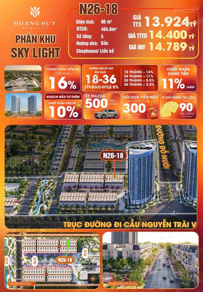 Shophouse 5 tầng dưới chân tòa chung cư 33 tầng tại phân khu skylight.  0373 588 ***