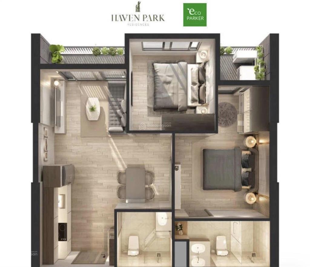 Bán căn 2 ngủ toà haven park 58m giá 3.890 tỷ bao phí  0925 988 ***