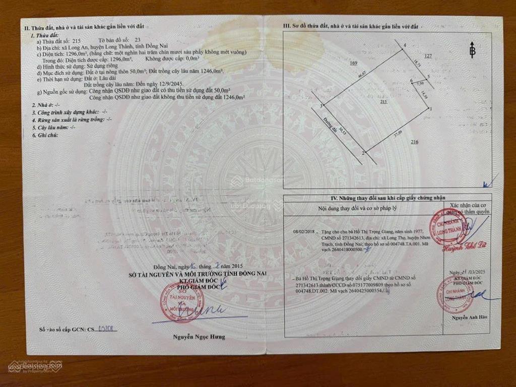 Bán đất tại xã long an, 6 triệu/m², 1296m2, hàng hiếm giá cực chất